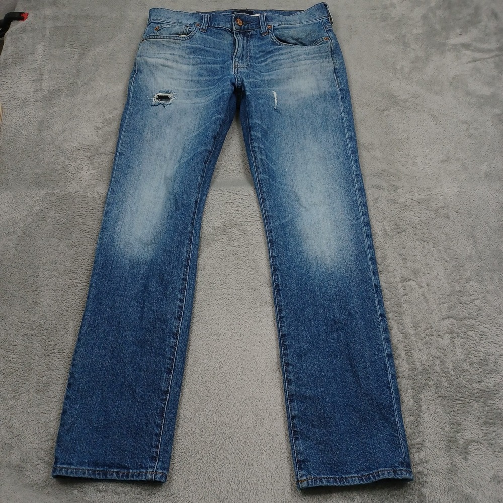 J Crew Pants Mens 32x30 Blue Denim 484 Slim Distressed Preppy Casual Pockets